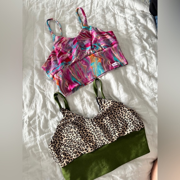 Colorful and Leopard Print Sports Bras Pack of 2 - Picture 1 of 6
